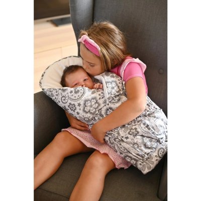 Little Angel zavinovačka šněrovací pevná záda Outlast® - Krajka šedá na bílé - obrázek