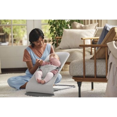 BabyBjörn Lehátko Bouncer Bliss Woven - Light Grey Mélange - obrázek