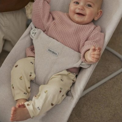 BabyBjörn Lehátko Bouncer Bliss Woven - Light Beige Mélange - obrázek