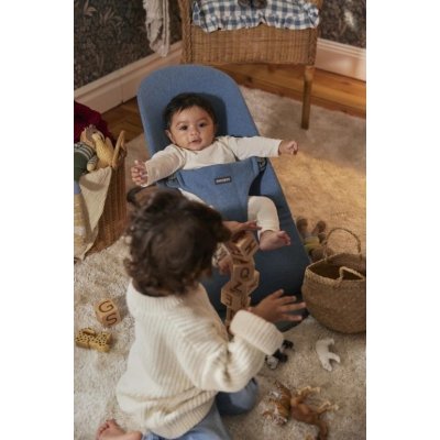 BabyBjörn Lehátko Bouncer Bliss Woven - Light Blue Mélange - obrázek