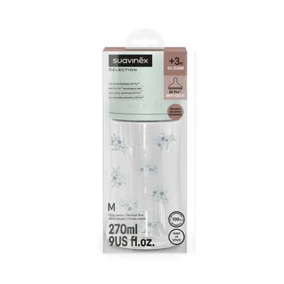 Suavinex Poetry Kojenecká láhev průtok M 270 ml - Modrá - obrázek