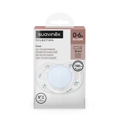 Suavinex Poetry Dudlík fyziologický SX Pro 0 - 6 m - Modrý - obrázek