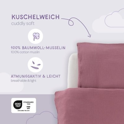 Träumeland Povlečení Musselin 100/135 + 40/60 - Pflaume - obrázek