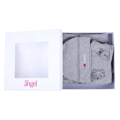 Little Angel Novorozenecká sada smyk Outlast® - Šedý melír/Zvířátka, vel. 56 - obrázek