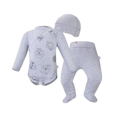 Little Angel Novorozenecká sada smyk Outlast® - Šedý melír/Zvířátka, vel. 62