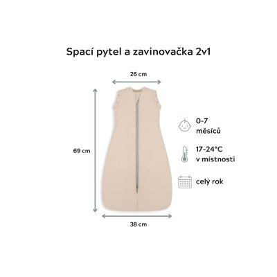 Sleepee Celoroční spací pytel/Zavinovačka 2v1 - Pink - obrázek
