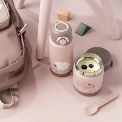 Done by Deer Dětská termoska Tiny Farm - Růžová - obrázek