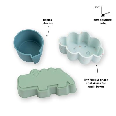 Done by Deer Silikonové mističky 3 ks Happy Clouds - Modré - obrázek