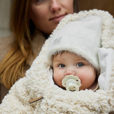 Elodie Details Pletená čepice Furry - Vanilla White, 6 - 12 m