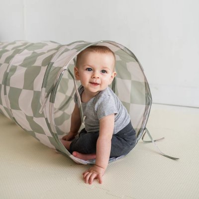 3 Sprouts Dětský Tunel Recycled - Checkerboard Green - obrázek