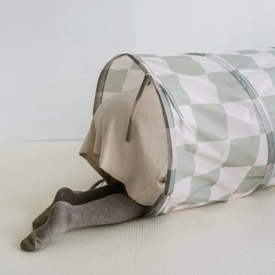 3 Sprouts Dětský Tunel Recycled - Checkerboard Green - obrázek