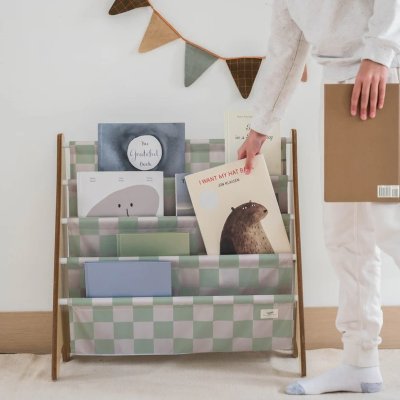 3 Sprouts Stojan na knížky Recycled - Checkerboard/Green