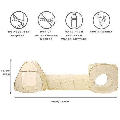 3 Sprouts Dětský stan a tunel 3v1 Recycled - Terrazzo Beige - obrázek