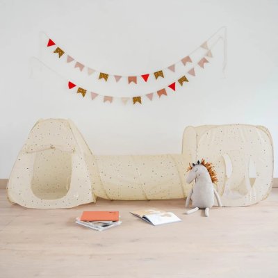 3 Sprouts Dětský stan a tunel 3v1 Recycled - Terrazzo Beige - obrázek