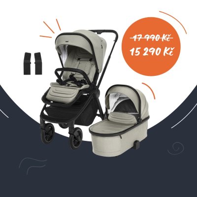 Zopa Set Move Cross 3 + hluboká korba Move XL 3 + adaptéry - Boss Grey