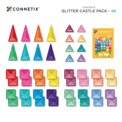 Connetix Magnetická stavebnice - Glitter Castle Pack, 48 ks - obrázek