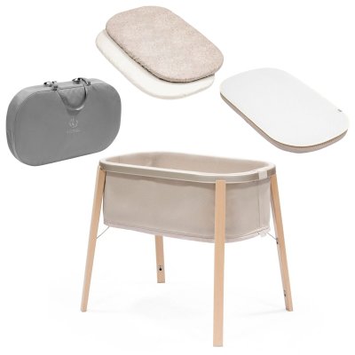 Stokke Snoozi Postýlka + Transportní taška + Ochrana matrace + Prostěradlo 2ks - Sandy Beige