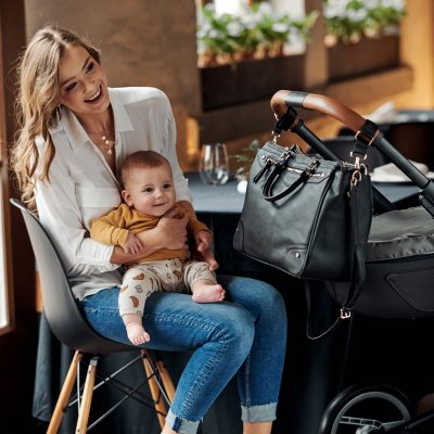 Joissy Přebalovací taška na kočárek Carla - Black/Silver - obrázek