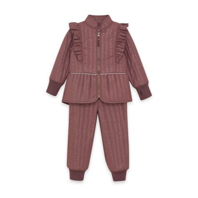 En Fant Dívčí termo set s volánky Glitter - Rose Taupe, vel. 92