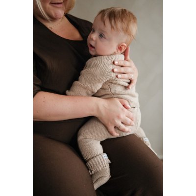 Lodger Pletené tepláčky Merino - Beige, vel. 68 - obrázek