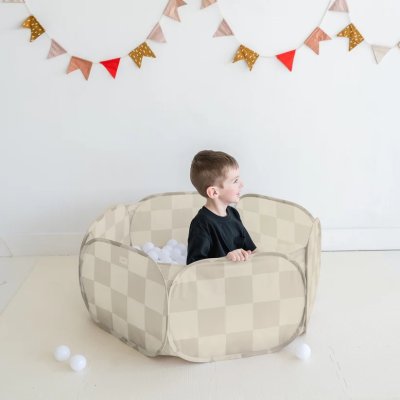 3 Sprouts Suchý bazének Recycled - Checkerboard/Beige - obrázek