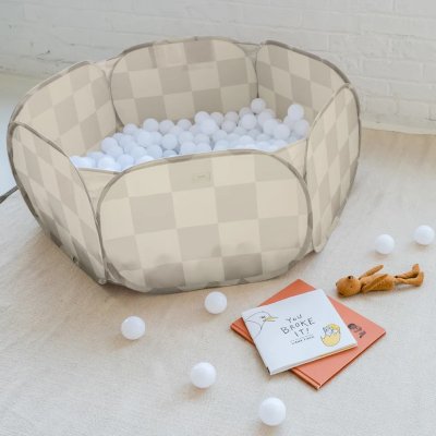 3 Sprouts Suchý bazének Recycled - Checkerboard/Beige - obrázek