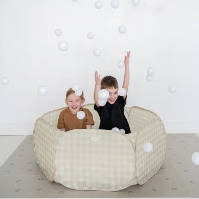 3 Sprouts Suchý bazének Recycled - Gingham/Beige - obrázek