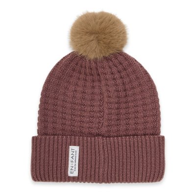 En Fant Pletená čepice s bambulí - Rose Taupe, vel. 52