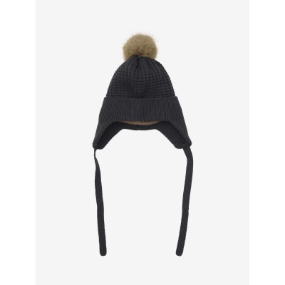 En Fant Pletená čepice s bambulí a zavazováním - Ebony, vel. 50 - obrázek