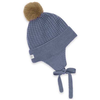 En Fant Pletená čepice s bambulí a zavazováním - Flint Stone, vel. 48