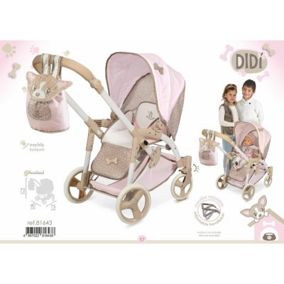 DeCuevas Skládací kočárek pro panenky 3v1 s přenosnou taškou 75 cm - Didi - obrázek
