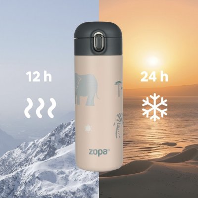 Zopa Termoska na tekutiny s brčkem 400 ml - Cookie Beige - obrázek