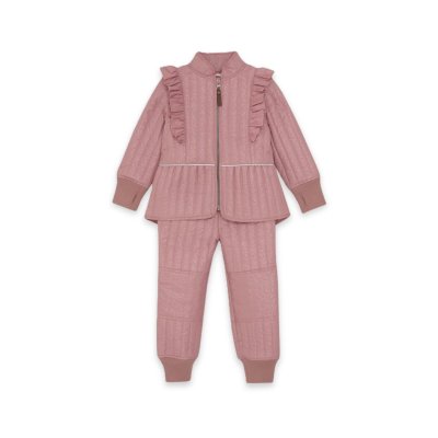 En Fant Dívčí termo set s volánky Glitter - Old Rose, vel. 92