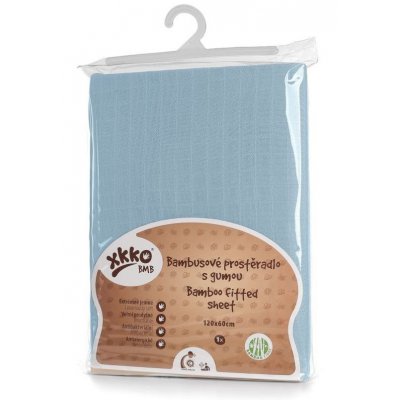 XKKO bambusové prostěradlo s gumou - 120x60 Baby Blue