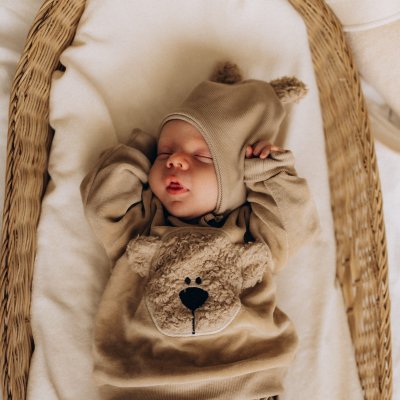 Wooly Organic Čepička Rib s oušky - Savannah, vel. 38/40