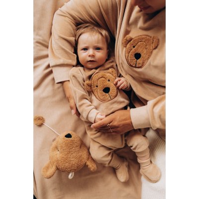 Wooly Organic Svetřík s nášivkou medvídka Noos - Light Brown/Caramel Brown, vel. 62/68 - obrázek