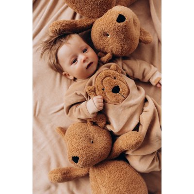 Wooly Organic Svetřík s nášivkou medvídka Noos - Light Brown/Caramel Brown, vel. 86/92 - obrázek