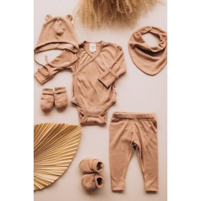 Wooly Organic Rukavičky ze směsi merino vlny a hedvábí - Stucco - obrázek