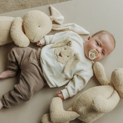 Wooly Organic Terry Svetřík s nášivkou zajíčka - Ecru, vel. 62/68 - obrázek