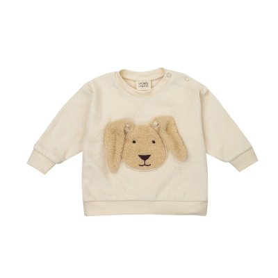 Wooly Organic Terry Svetřík s nášivkou zajíčka - Ecru, vel. 62/68