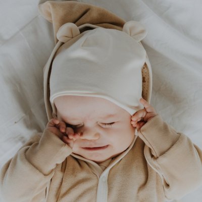 Wooly Organic Čepička merino s oušky Noos - Ecru, vel. 42/44