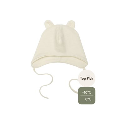 Wooly Organic Čepička merino s oušky Noos - Ecru, vel. 40/42 - obrázek