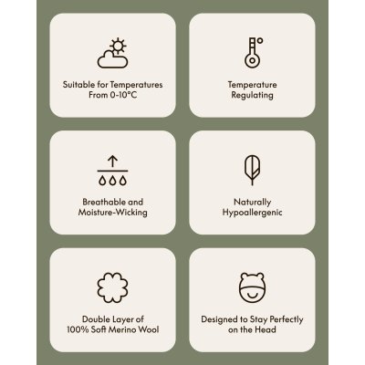 Wooly Organic Čepička merino s oušky Noos - Ecru, vel. 40/42 - obrázek