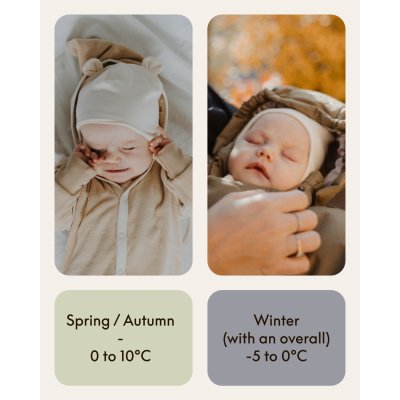 Wooly Organic Čepička merino s oušky Noos - Ecru, vel. 40/42 - obrázek