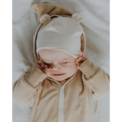 Wooly Organic Čepička merino s oušky Noos - Ecru, vel. 40/42 - obrázek