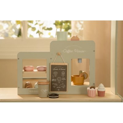 Little Dutch Kávovar dřevěný velký s příslušenstvím - Coffee House - obrázek