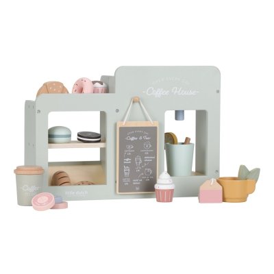 Little Dutch Kávovar dřevěný velký s příslušenstvím - Coffee House - obrázek