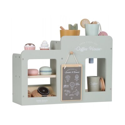 Little Dutch Kávovar dřevěný velký s příslušenstvím - Coffee House - obrázek