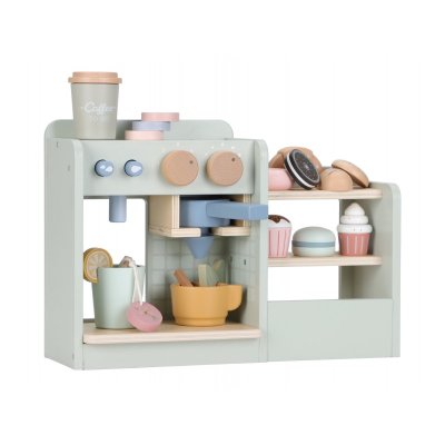 Little Dutch Kávovar dřevěný velký s příslušenstvím - Coffee House - obrázek