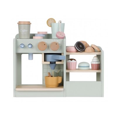 Little Dutch Kávovar dřevěný velký s příslušenstvím - Coffee House - obrázek